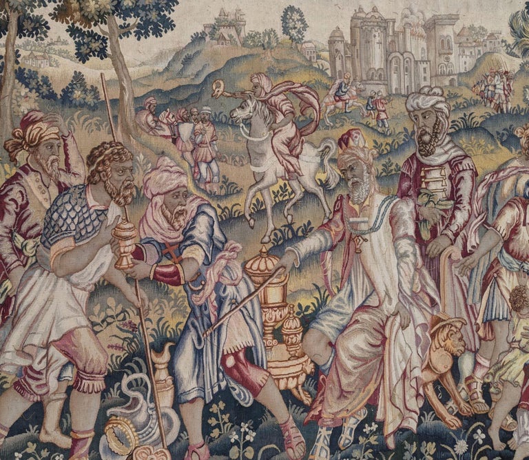 Tapisserie d'Aubusson « Agamemnon Victorieux Distribuant Le Butin Aux Grecs », début du XXe-photo-4