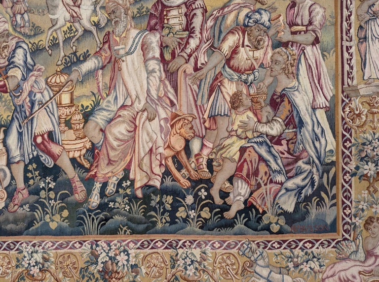 Tapisserie d'Aubusson « Agamemnon Victorieux Distribuant Le Butin Aux Grecs », début du XXe-photo-3