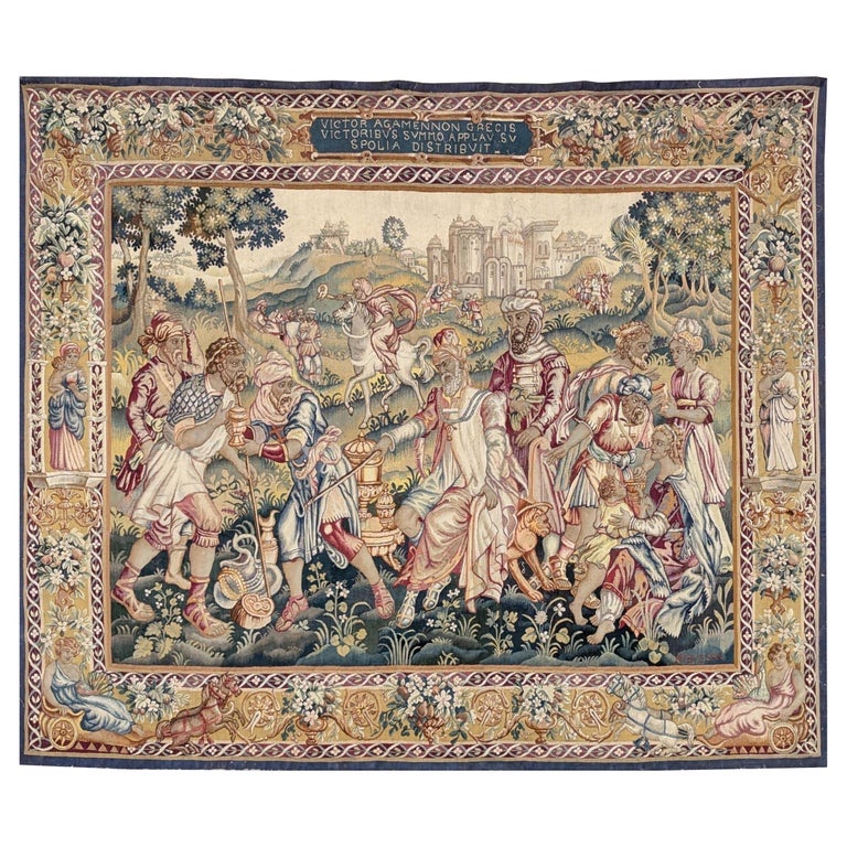 Tapisserie d'Aubusson « Agamemnon Victorieux Distribuant Le Butin Aux Grecs », début du XXe-photo-4