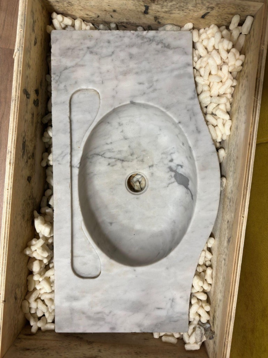 évier Ancien En Marbre d'Origine Carrara Début Du XXe Siècle-photo-4