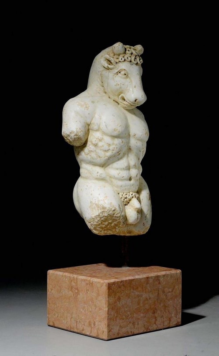 Sculpture En Marbre Du Minotaure, XVIIe Siècle Style Baroque, Italie-photo-2