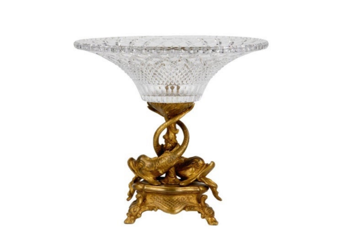 Large Napoleon III - Empire Fruit Vase, 19th Century In Crystal And Bronze.-photo-2