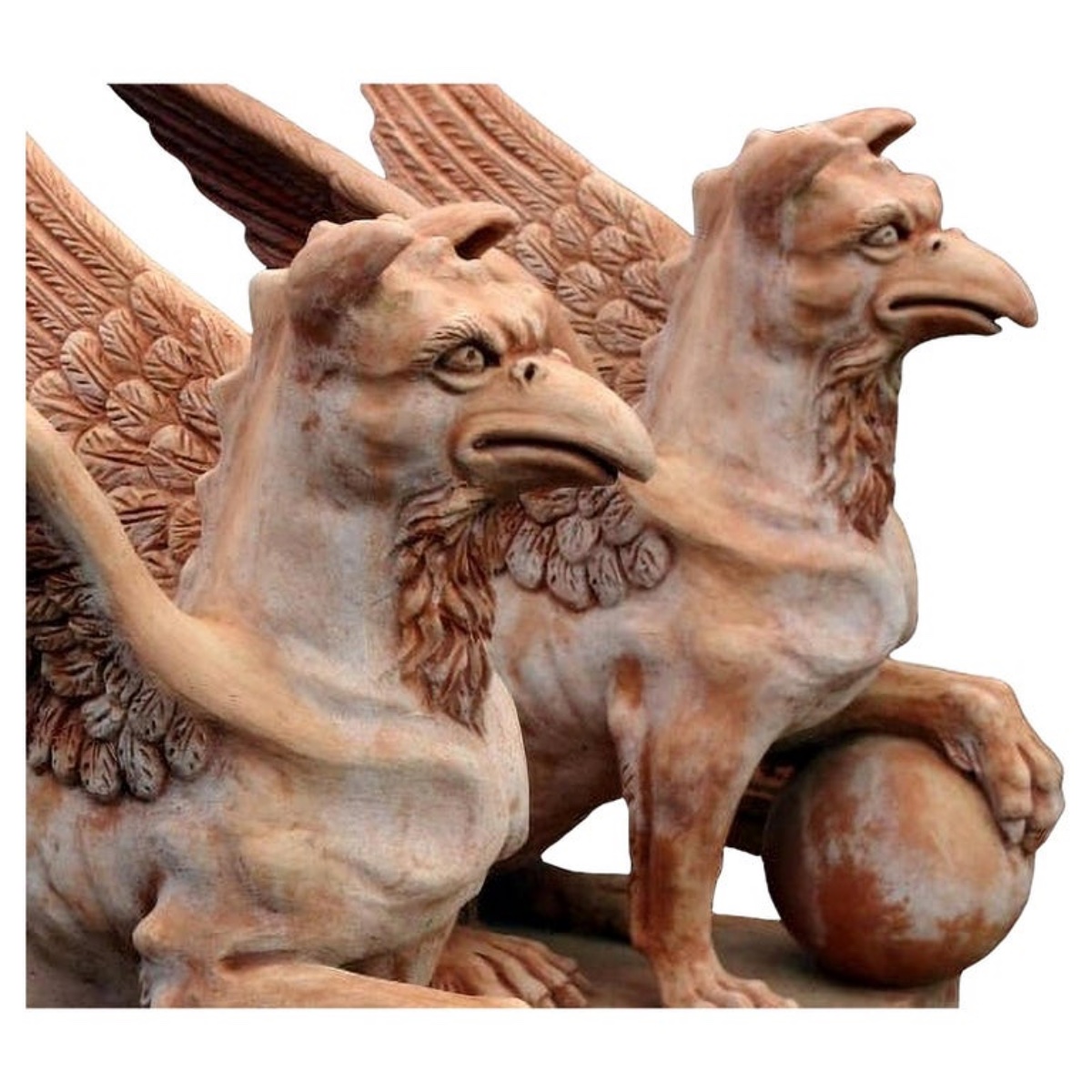 Grands Griffons En Terre Cuite, XXe Siècle-photo-1