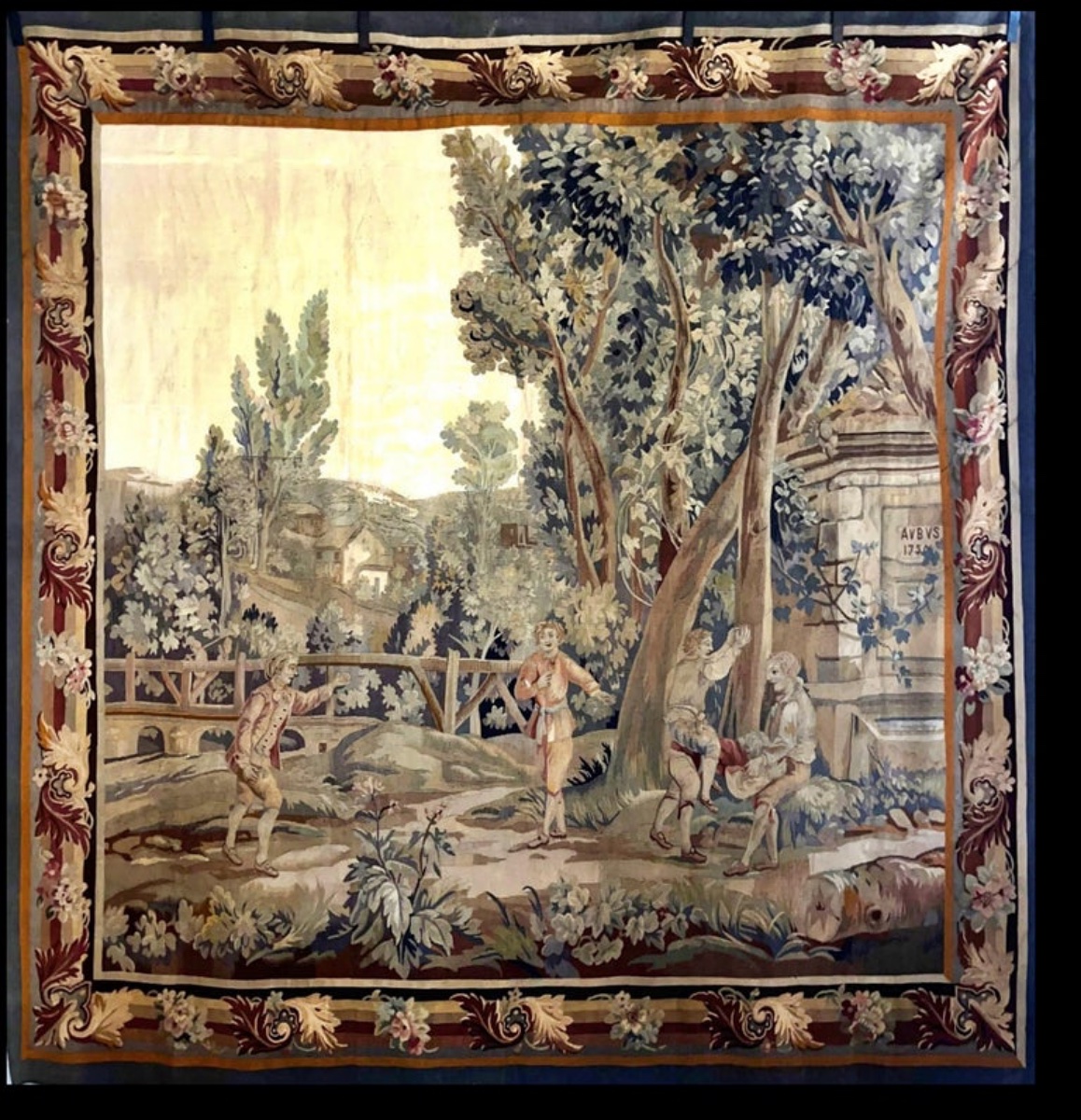 Aubusson Wool Tapestry "decorated With Children Playing" Late 19th Century-photo-3