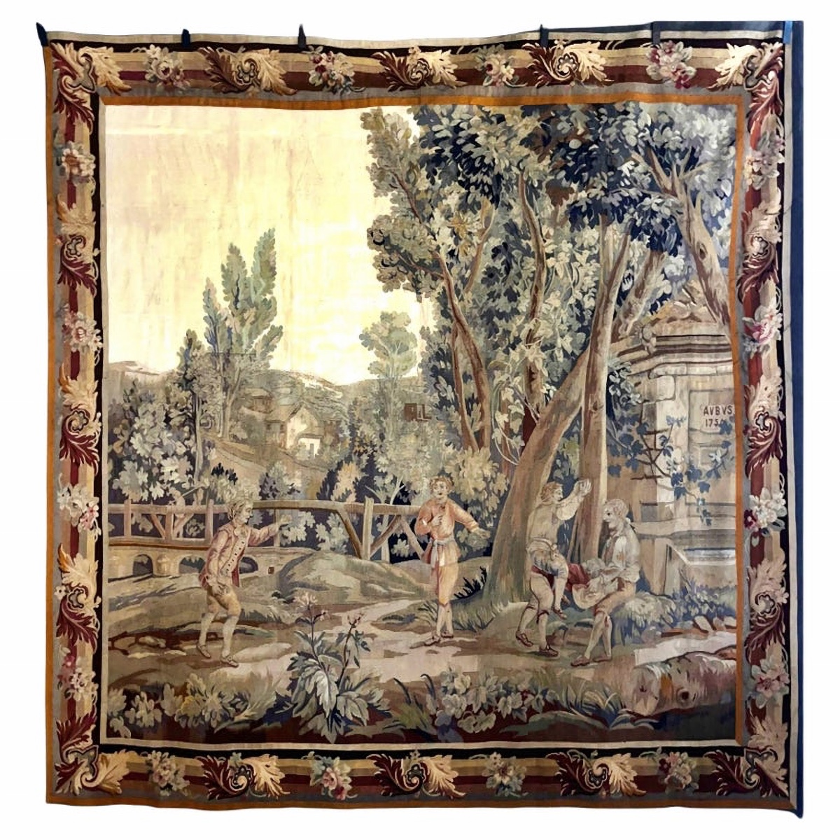 Aubusson Wool Tapestry "decorated With Children Playing" Late 19th Century