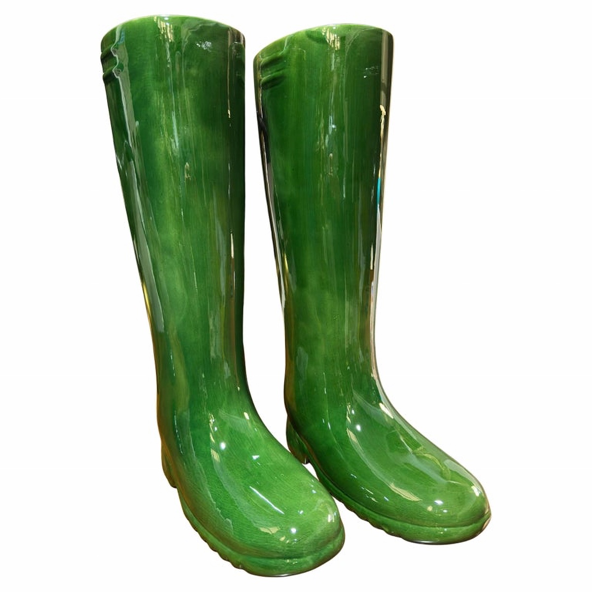 Paire De Vases « bottes » En Céramique Anglaise d'Origine Du XXe Siècle.-photo-6