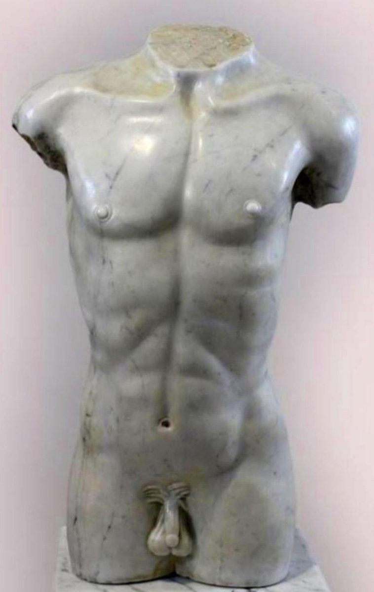 19th Century Italian Carrara Marble Torso-photo-2