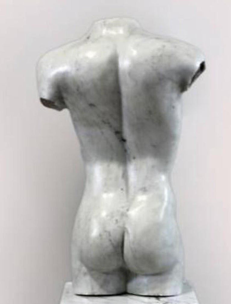19th Century Italian Carrara Marble Torso-photo-3