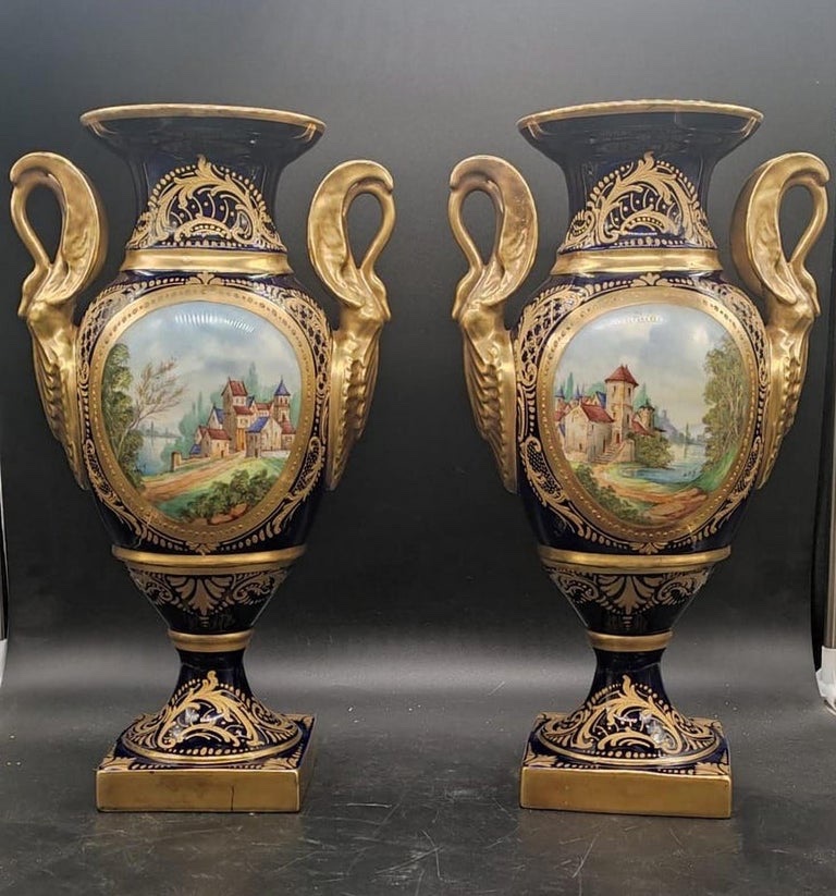 Pair Of French Vases, Early 20th Century, In Sèvres Porcelain-photo-3
