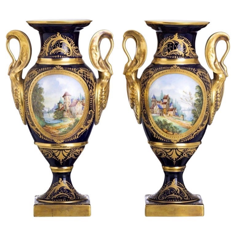 Pair Of French Vases, Early 20th Century, In Sèvres Porcelain-photo-4