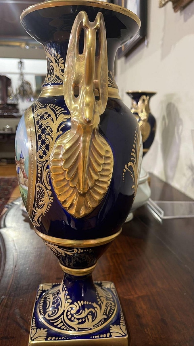 Pair Of French Vases, Early 20th Century, In Sèvres Porcelain-photo-1