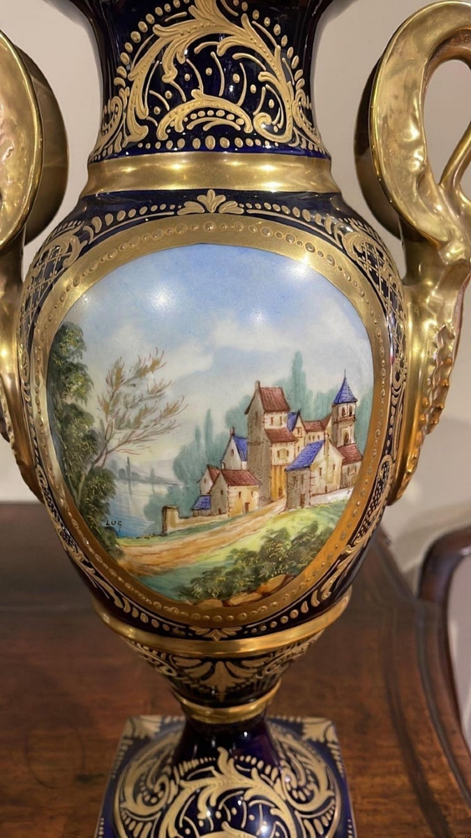 Pair Of French Vases, Early 20th Century, In Sèvres Porcelain-photo-7