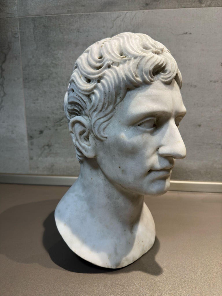 Emperor Augustus - White Carrara Marble Head - First Roman Emperor-photo-4