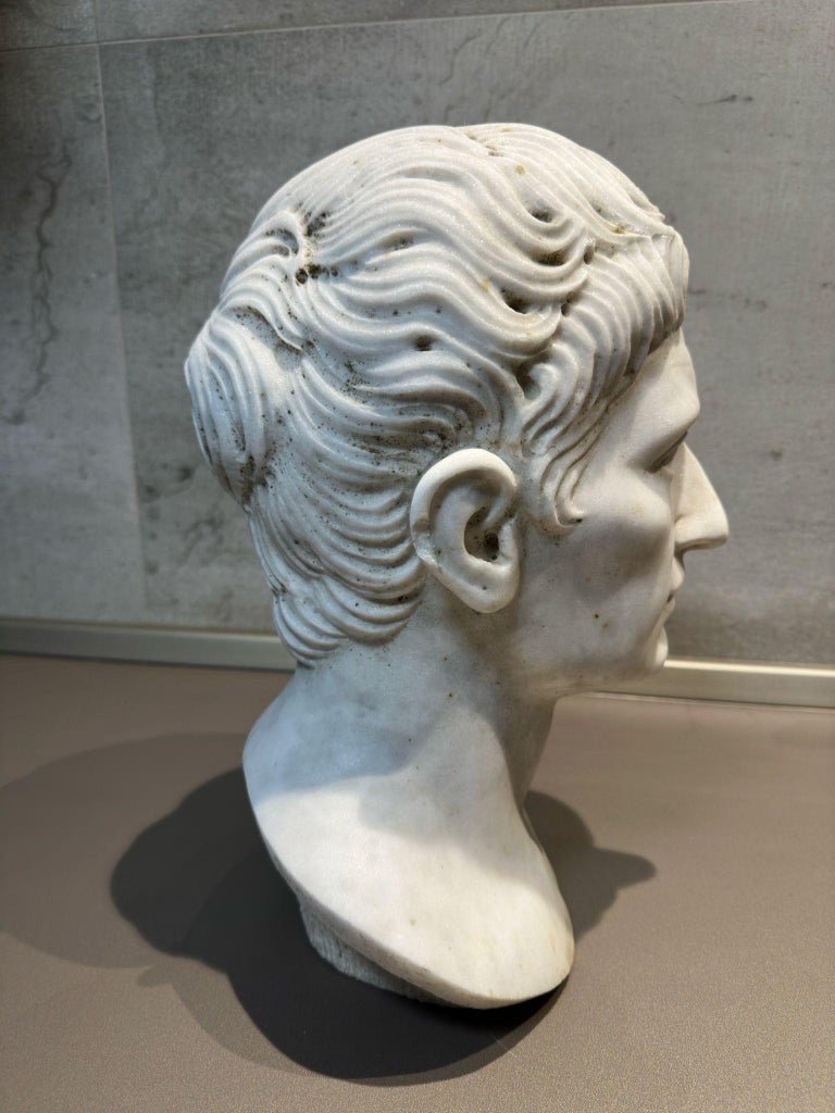 Emperor Augustus - White Carrara Marble Head - First Roman Emperor-photo-3