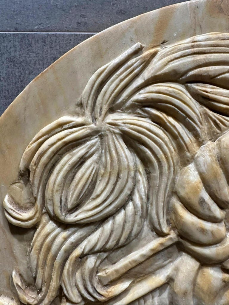 Yellow Siena Marble Rondelle Depicting Alexander The Great, 20th Century-photo-4