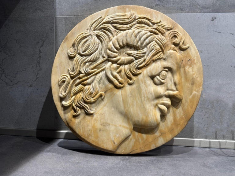Yellow Siena Marble Rondelle Depicting Alexander The Great, 20th Century-photo-6