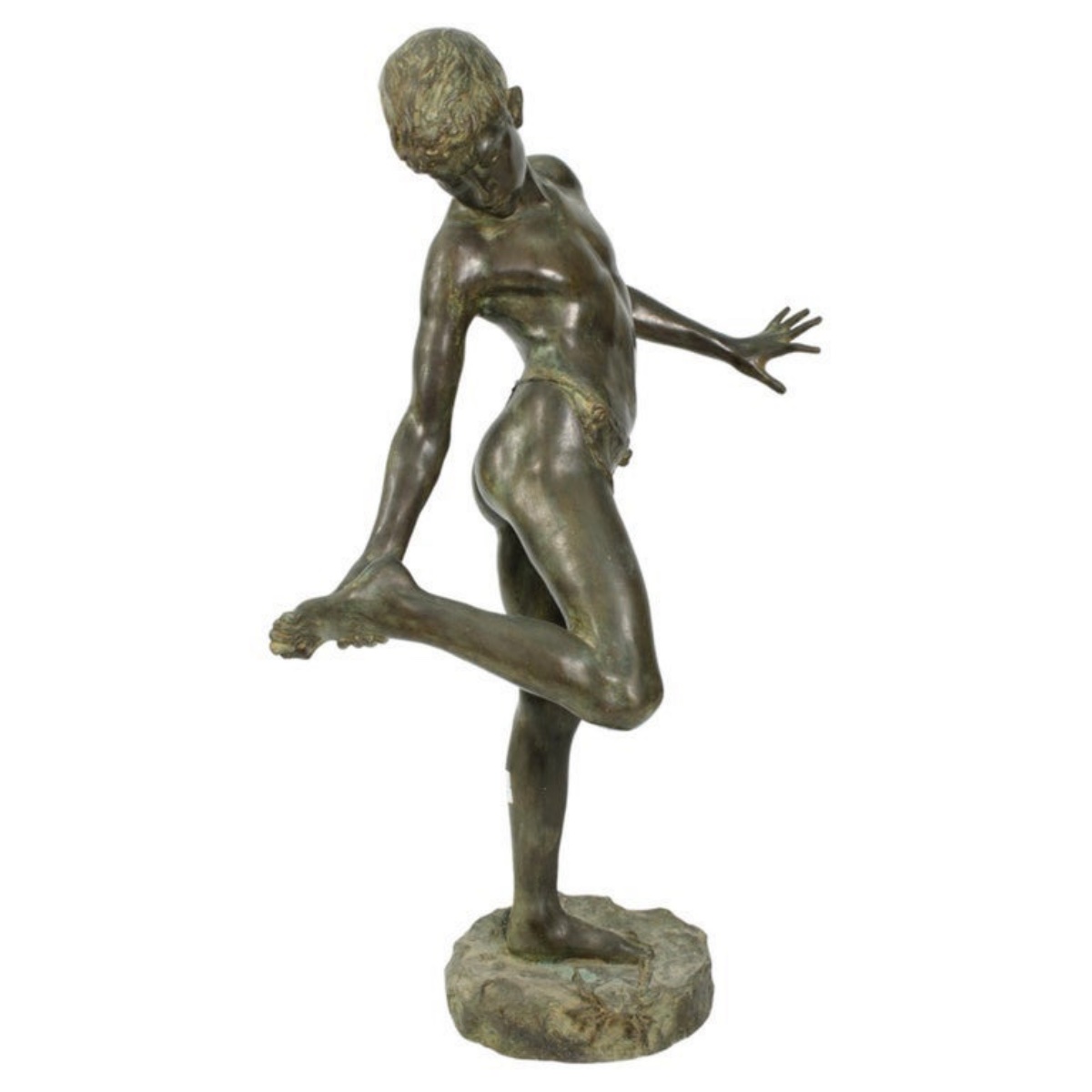  Patinated Bronze Sculpture Representing "the Child And The Crab", 19th Century-photo-4