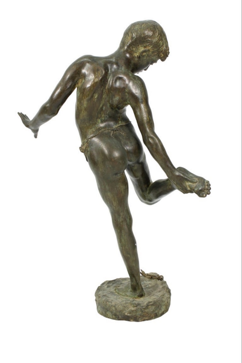  Patinated Bronze Sculpture Representing "the Child And The Crab", 19th Century-photo-1