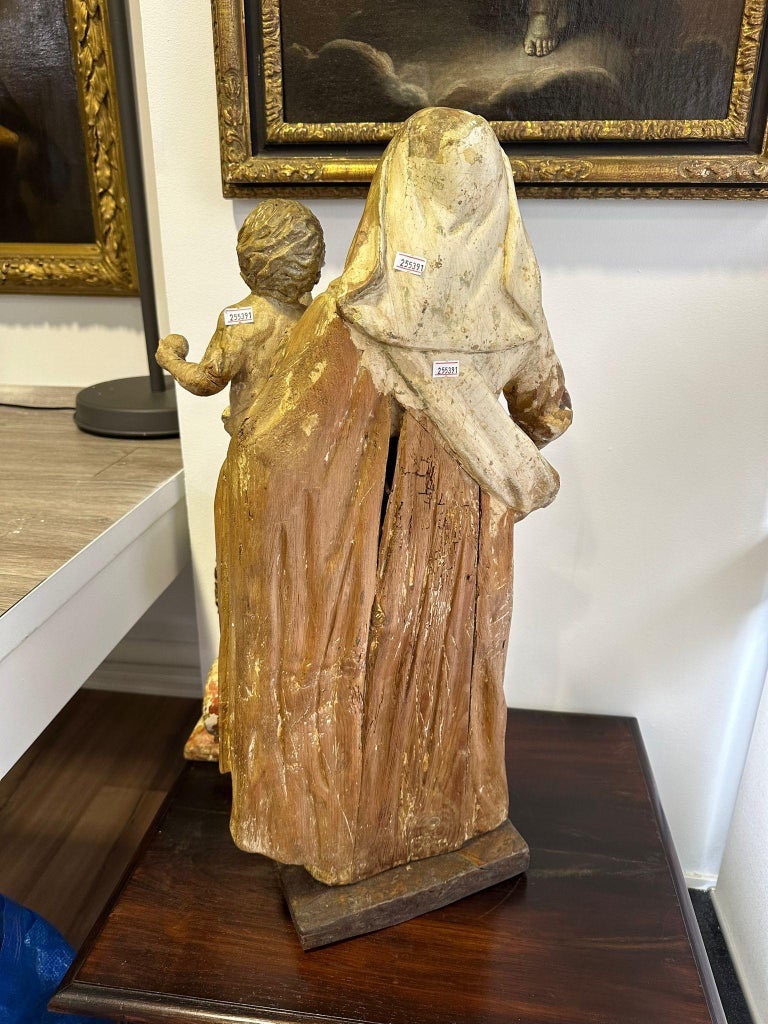 Virgin And Child In Wood, Baroque Art, Southern Italy, 17th Century.-photo-4