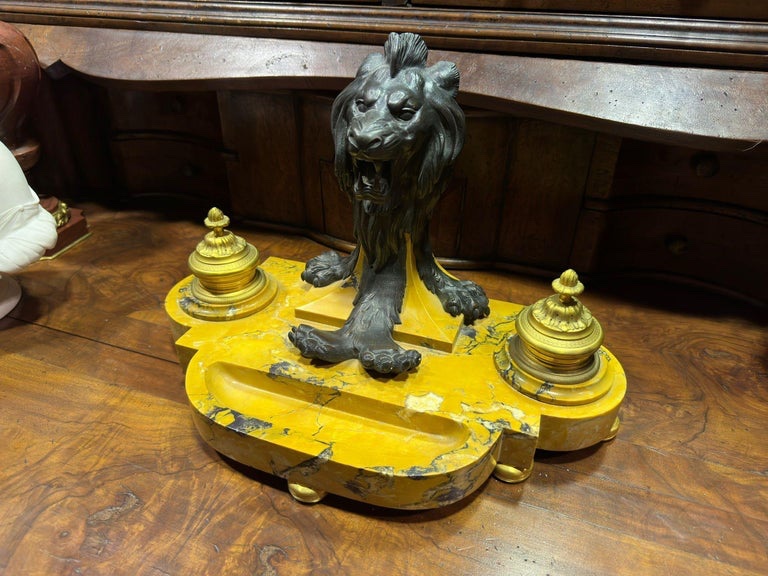 Lion Napoleon III Inkwell, 19th Century-photo-4
