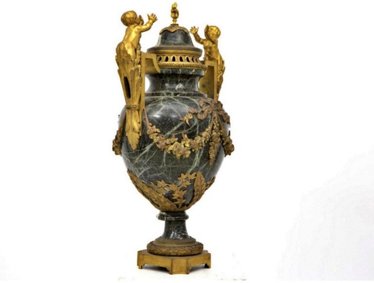 Large Antique Cassolet Vase With Lid, France 19th Century Napoleon III-photo-3