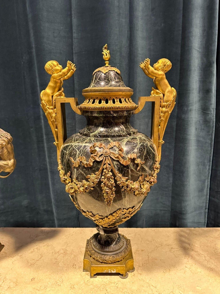 Large Antique Cassolet Vase With Lid, France 19th Century Napoleon III-photo-1