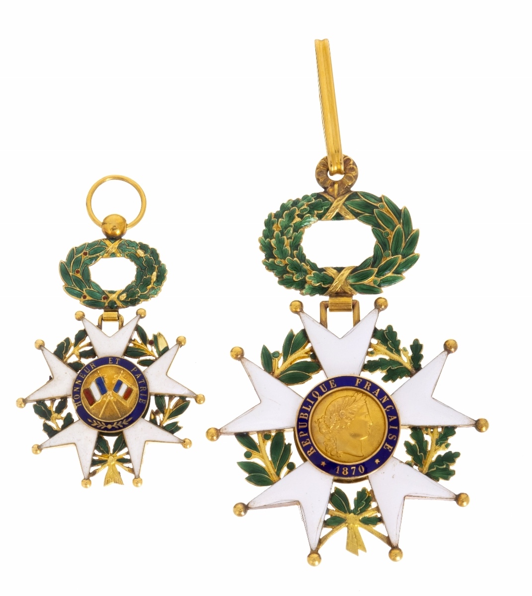 Two French Gold Insignia France, Third Republic (1870-1951), National Order Of The Legion 