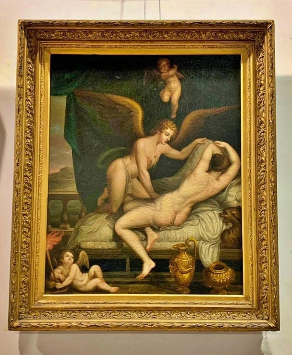 Venus And Cupid, 19th Century. French School-photo-2