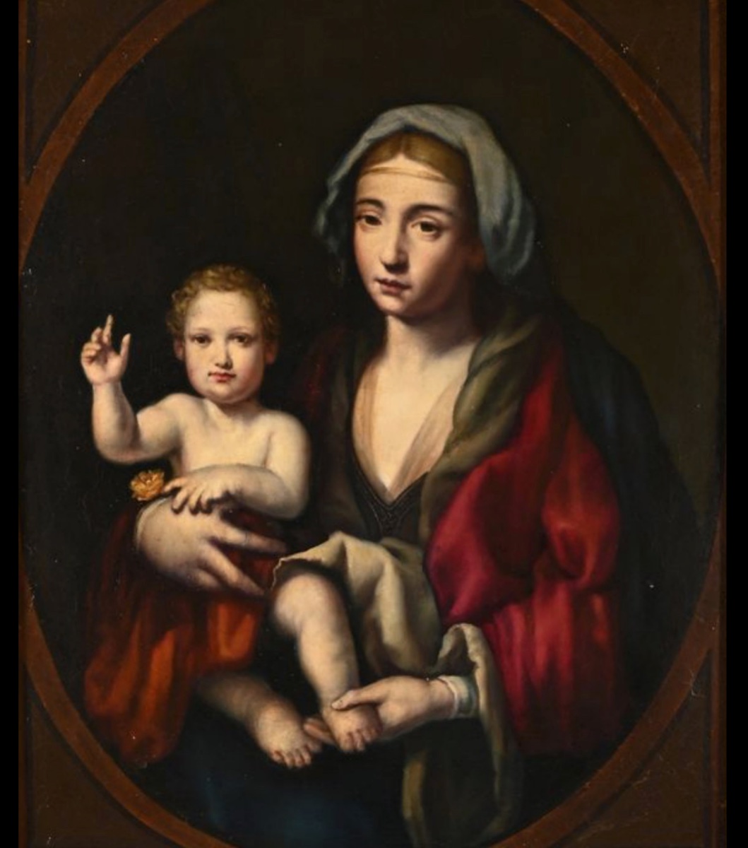 18th Century French School. “the Blessing Of The Virgin And Child.”-photo-1