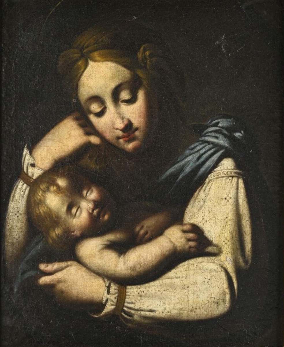 FRANCISCO SOLIMENA (Canale di Serino, 1657 - Naples, 1747) Attribué - "La Vierge à l'Enfant"-photo-3