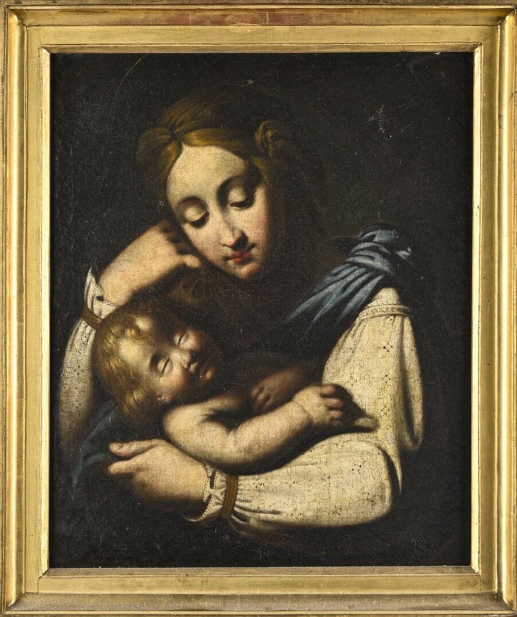 FRANCISCO SOLIMENA (Canale di Serino, 1657 - Naples, 1747) Attribué - "La Vierge à l'Enfant"