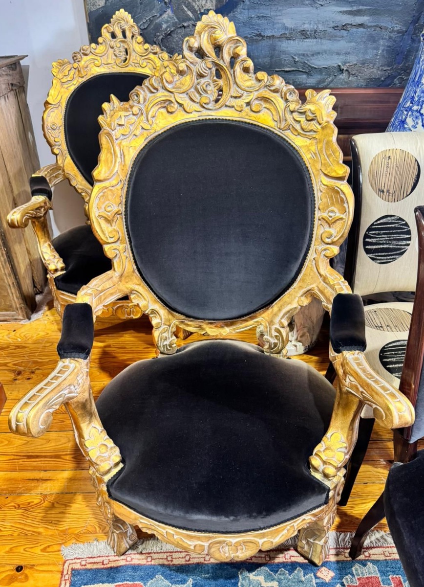 Pair Of Large 19th Century French Armchairs,-photo-4