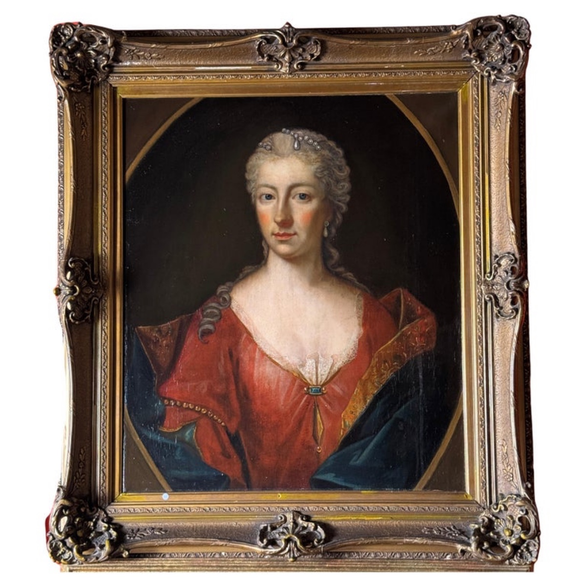 Portrait Of A German Lady In Oil, Central European School, 18th Century