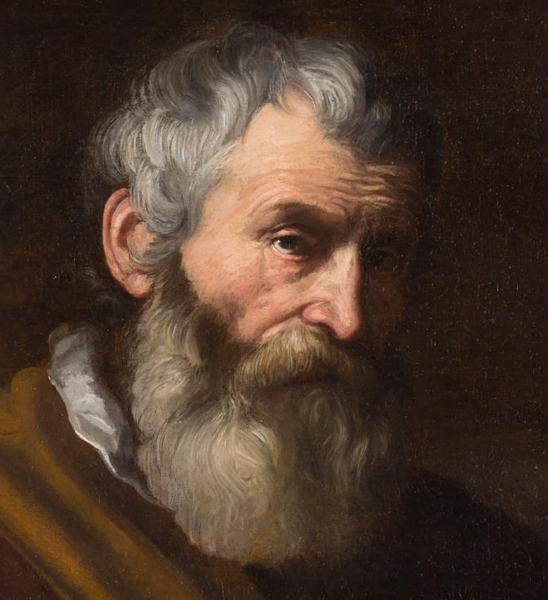 École italienne du XVIIe siècle, disciple de Jusepe Ribera  « Homme barbu tenant un livre »-photo-1