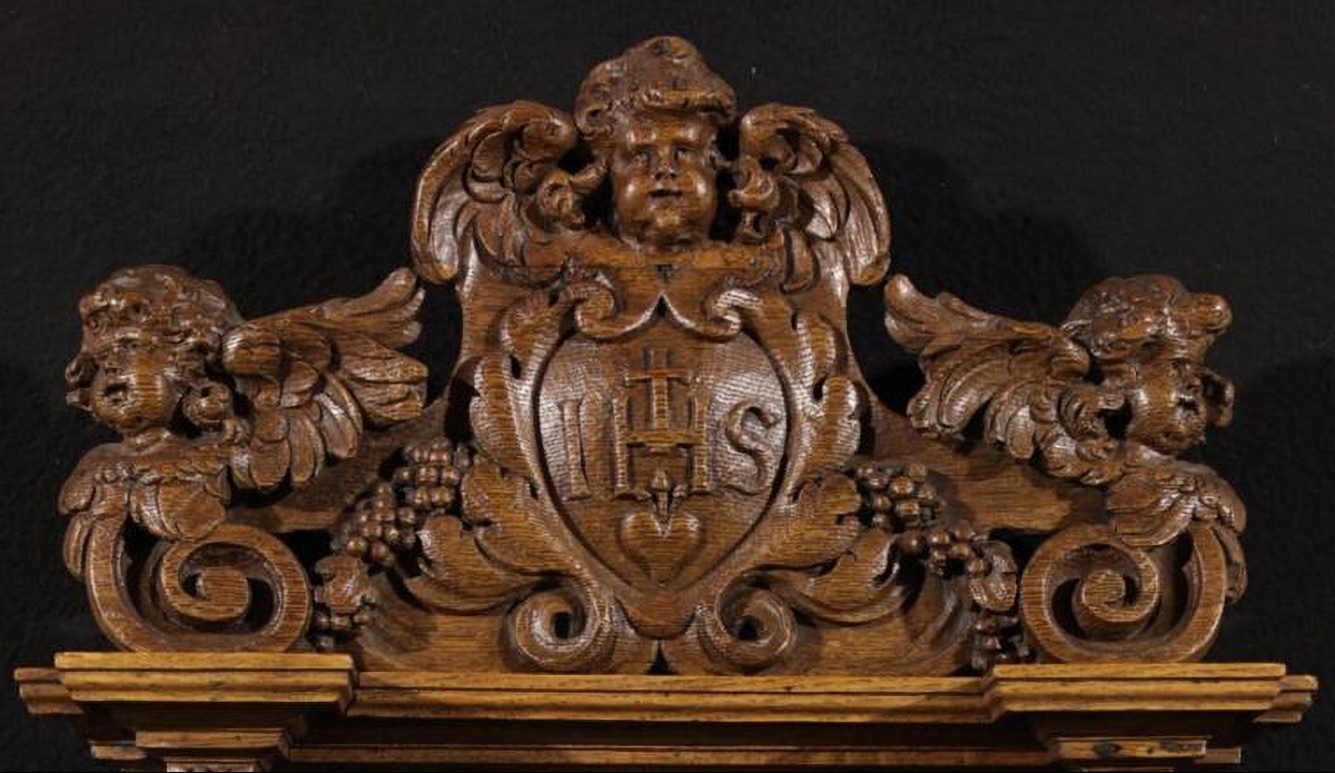 Painting On Panel From The Spanish School, 17th Century, "the Adoration Of Mary"-photo-3