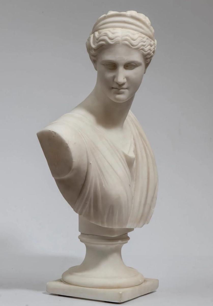 Buste en marbre de Carrara de « Diane la Chasseresse », fin XIXe/XXe siècle, Italie-photo-2