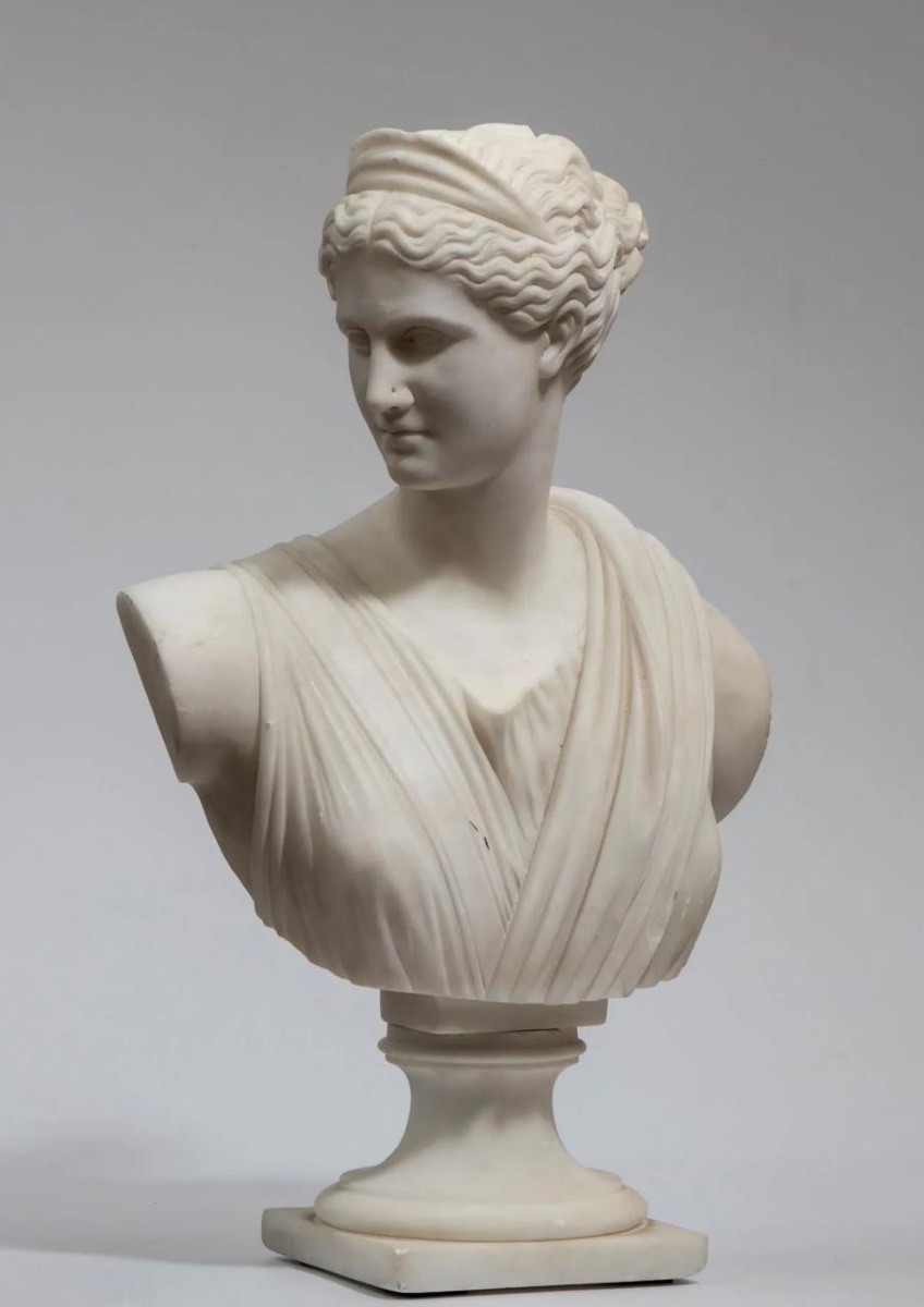 Buste en marbre de Carrara de « Diane la Chasseresse », fin XIXe/XXe siècle, Italie-photo-4
