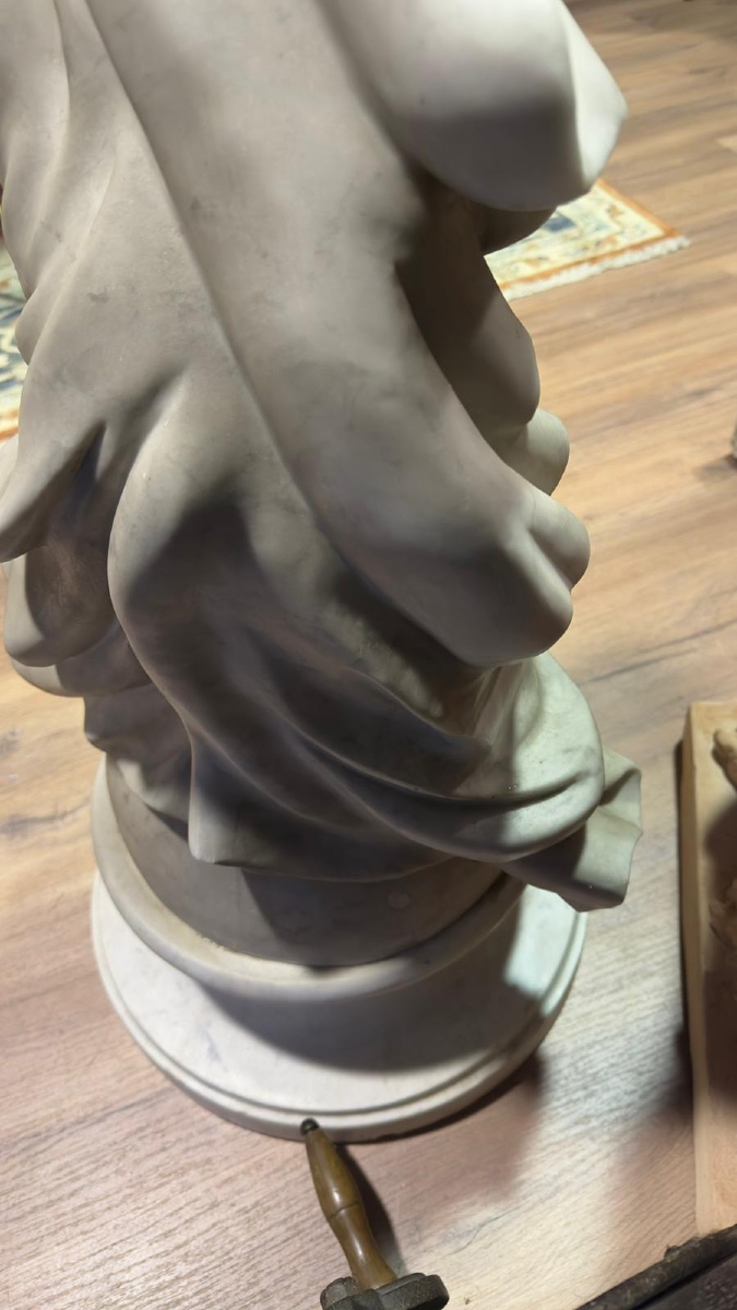 Sculpture Italienne du XIXe siècle « Nu féminin »  Sculpture en marbre blanc de Carrare H. 174 -photo-3