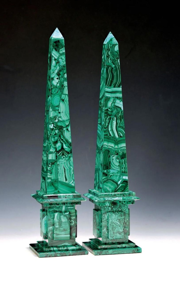 Paire d'obélisques en malachite (Russie)  Début du XXe siècle-photo-1