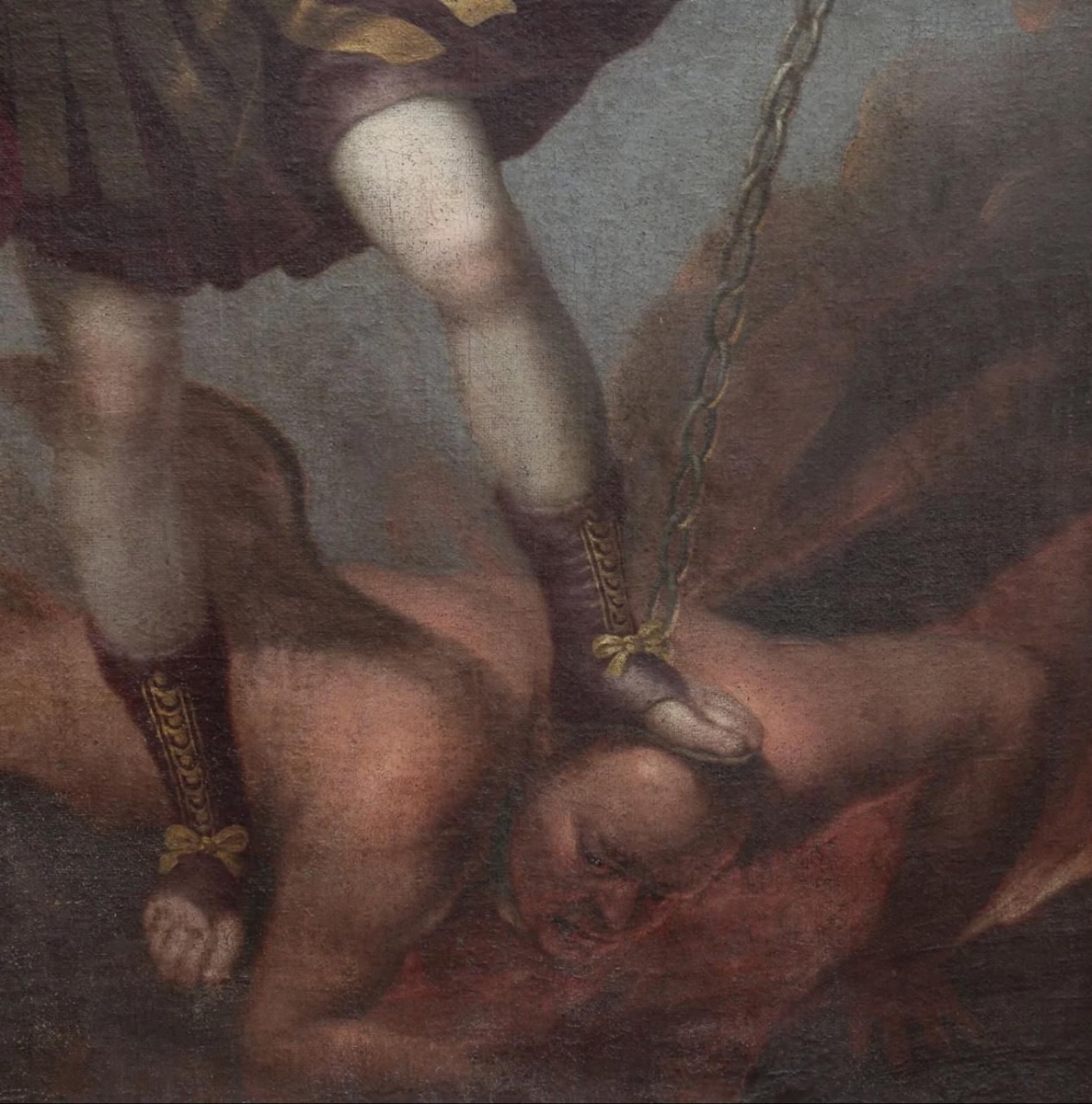 École Espagnole, fin du XVIIe siècle.  « Saint Michel Archange »-photo-3