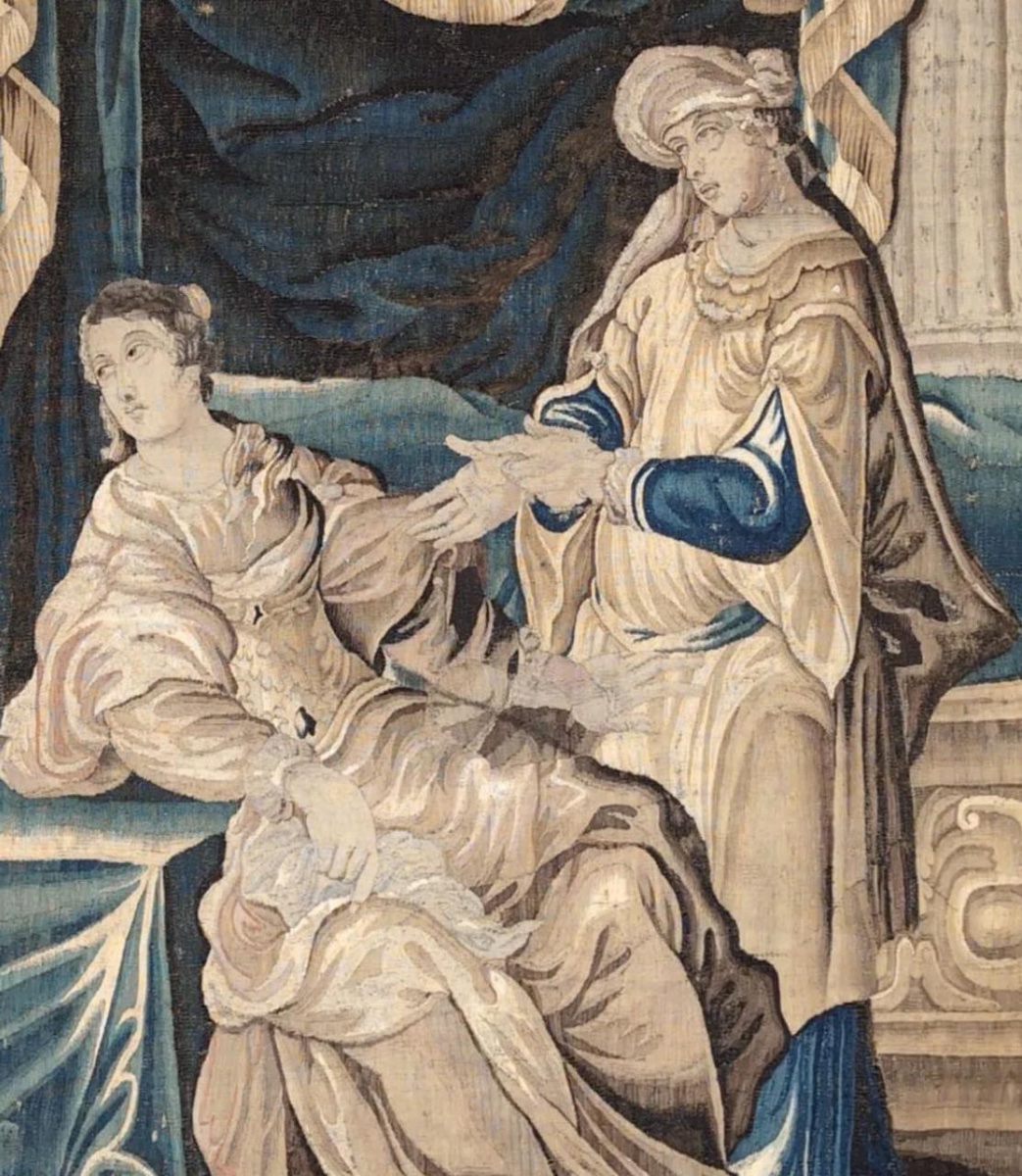 Tapisserie d'Aubusson  « La Devineresse », XVIIIe siècle-photo-4
