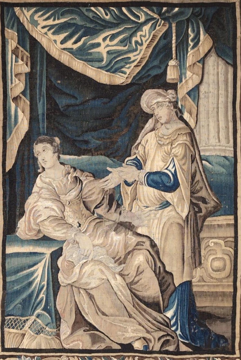 Tapisserie d'Aubusson  « La Devineresse », XVIIIe siècle-photo-1