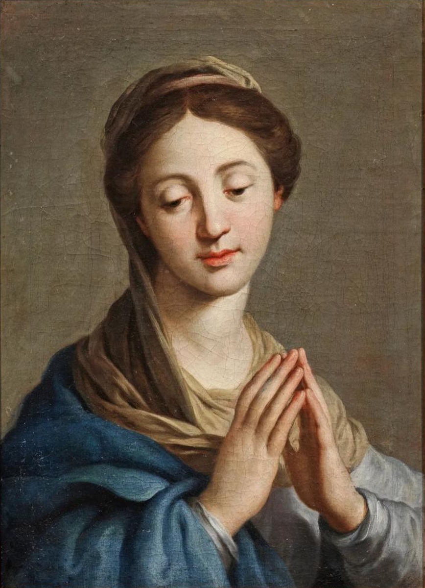 Cercle de Carlo Maratta (actif au XVIIe siècle)  « Marie Immaculée en Prière »-photo-1