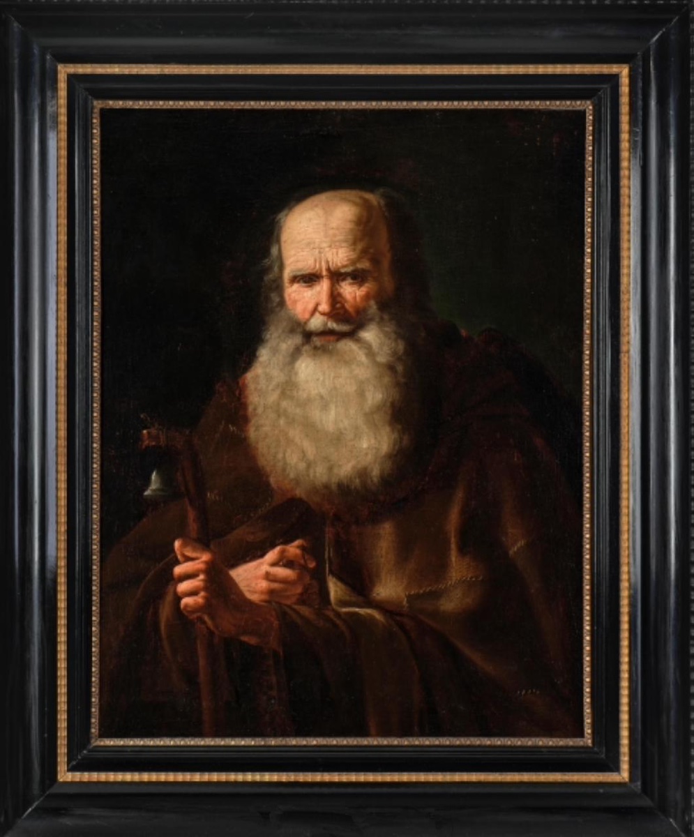 Attribué à Balthasar Denner (Hambourg, 1685–1749, Rostock) « Portrait d'Antonius Abbas »-photo-1