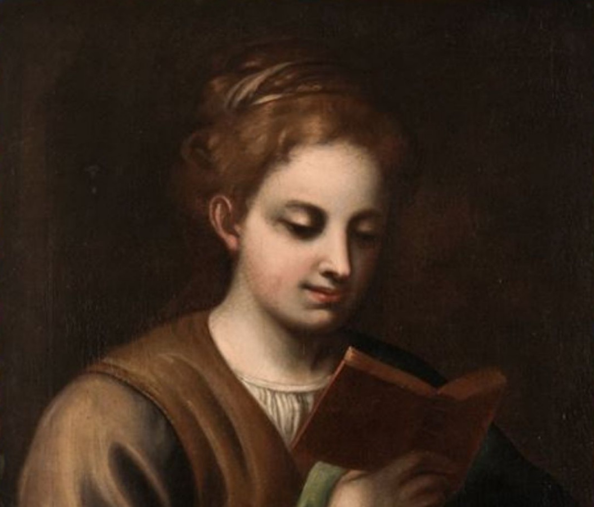 Circle Antonio Allegri dit Correggio, XVIIe Siècle « Sainte Catherine lisant » -photo-3