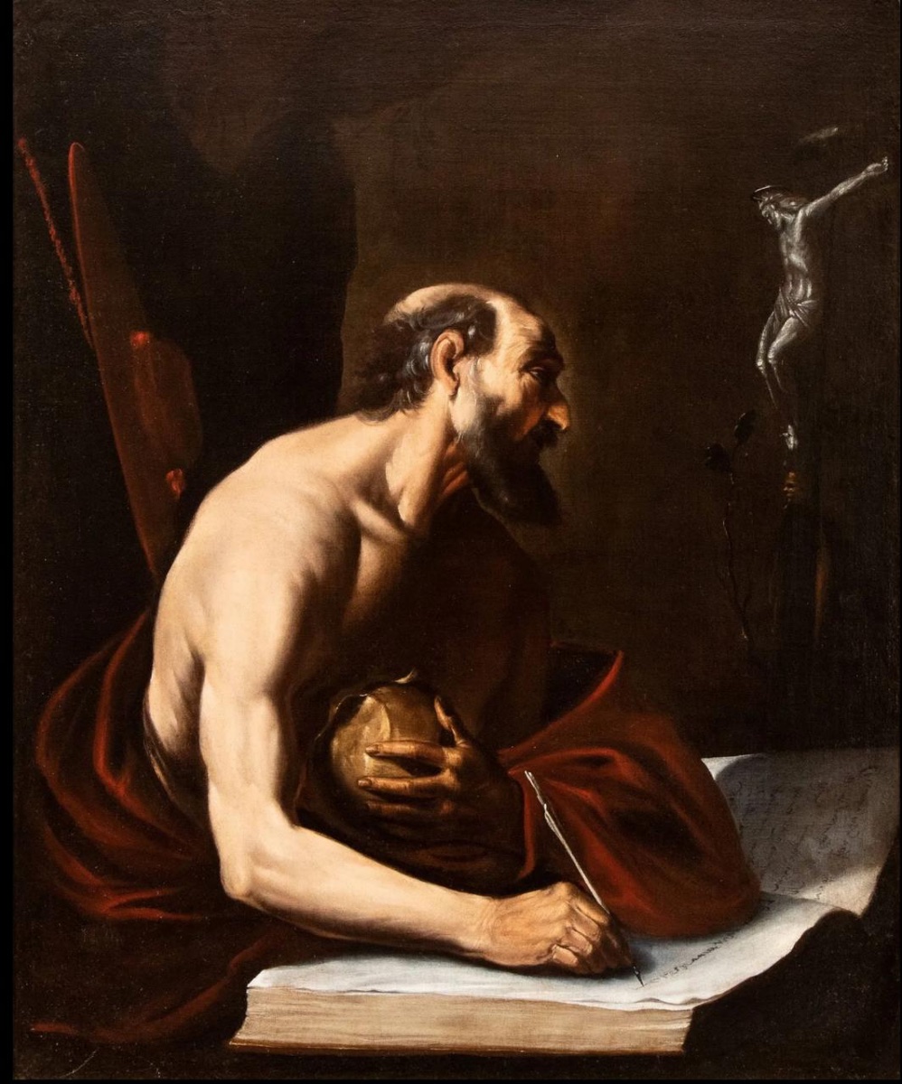 A Caravaggesque Artist Active In Naples During The First Half Of The 17th Century. "saint Jerome Writing"-photo-2