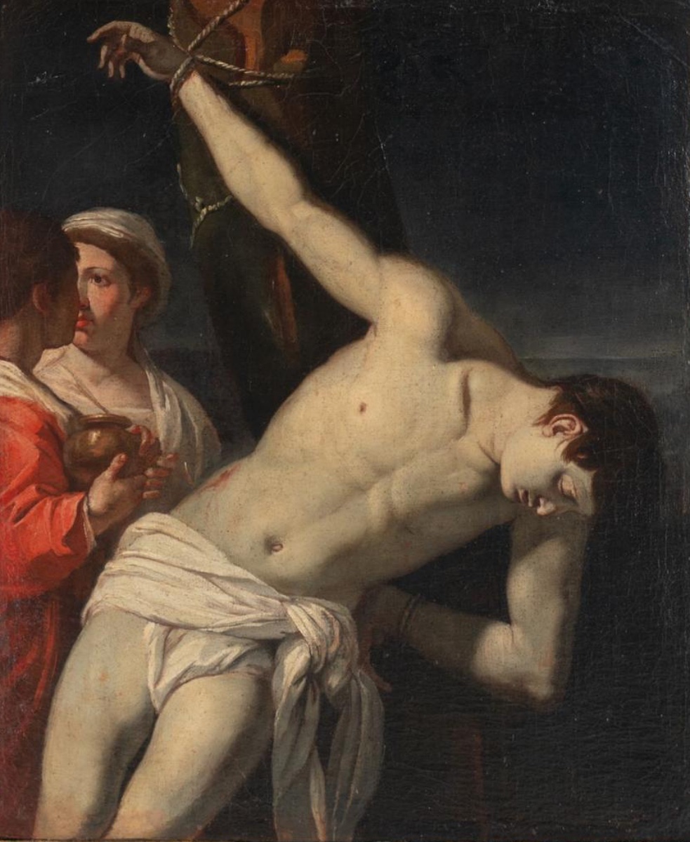 Attribué à Angelo Caroselli, "Saint Sébastien et Sainte Irène " (1615-1652)-photo-4