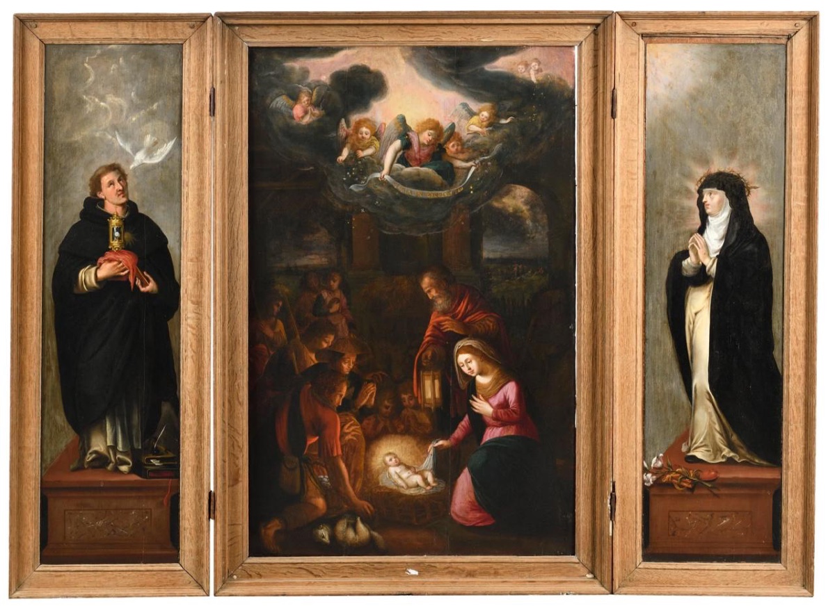 Triptyque de l'École espagnole, XVIIe siècle : Triptyque de l'Adoration