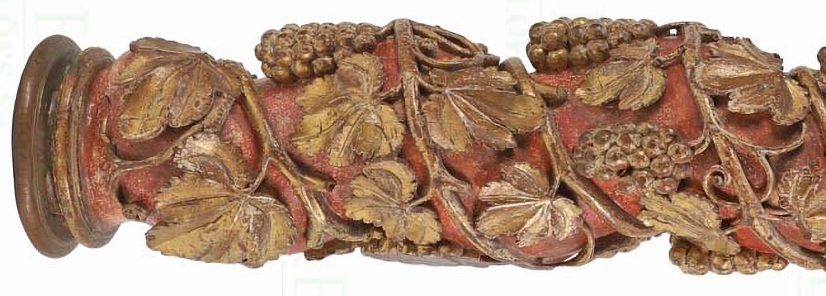 PAIRE DE COLONNES BAROQUES PORTUGAISES, XVIIe siècle. H : 107 cm-photo-3