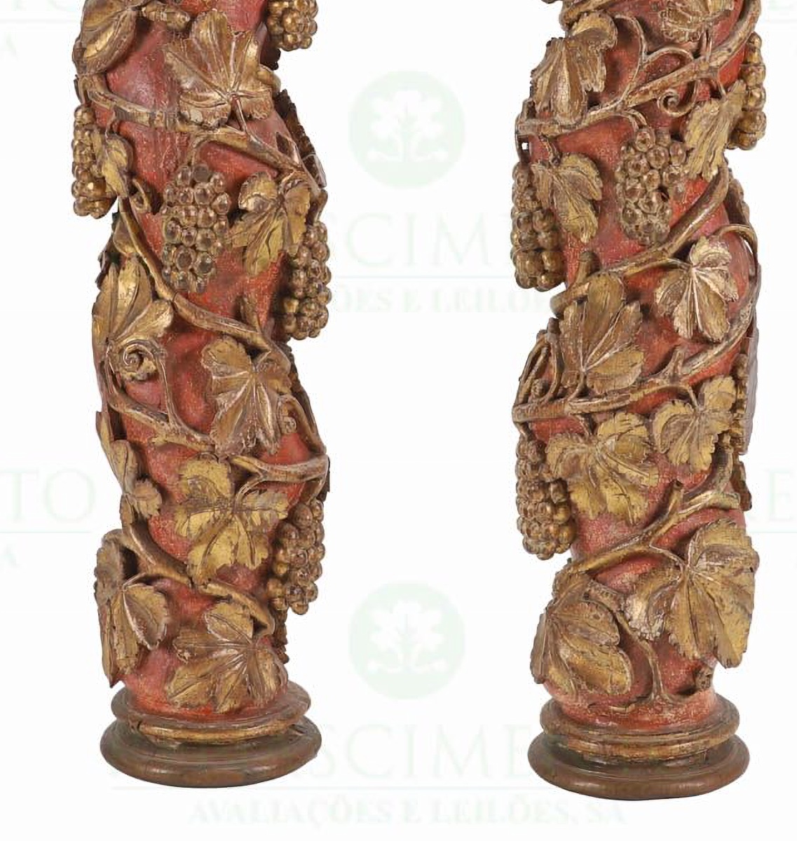 PAIRE DE COLONNES BAROQUES PORTUGAISES, XVIIe siècle. H : 107 cm-photo-4